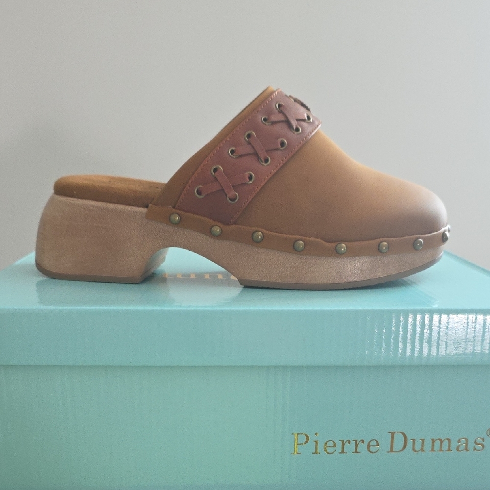 Pierre Dumas Brown Mules with Studded Detailing